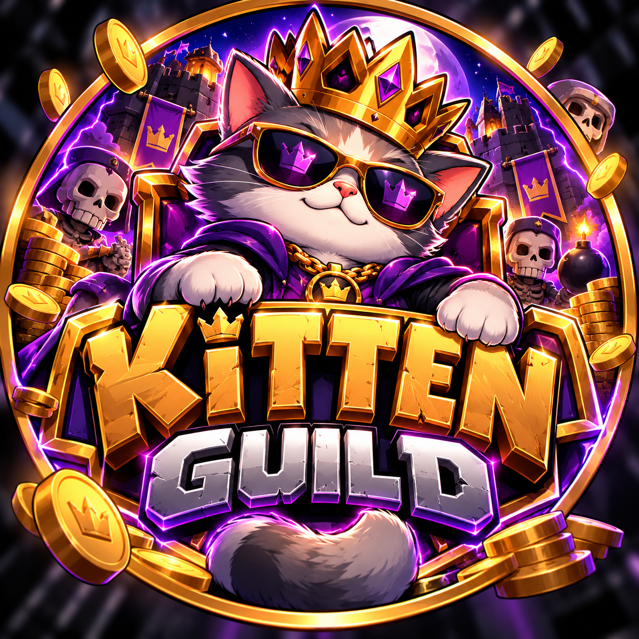 Kitten Guild crowned cat artwork
